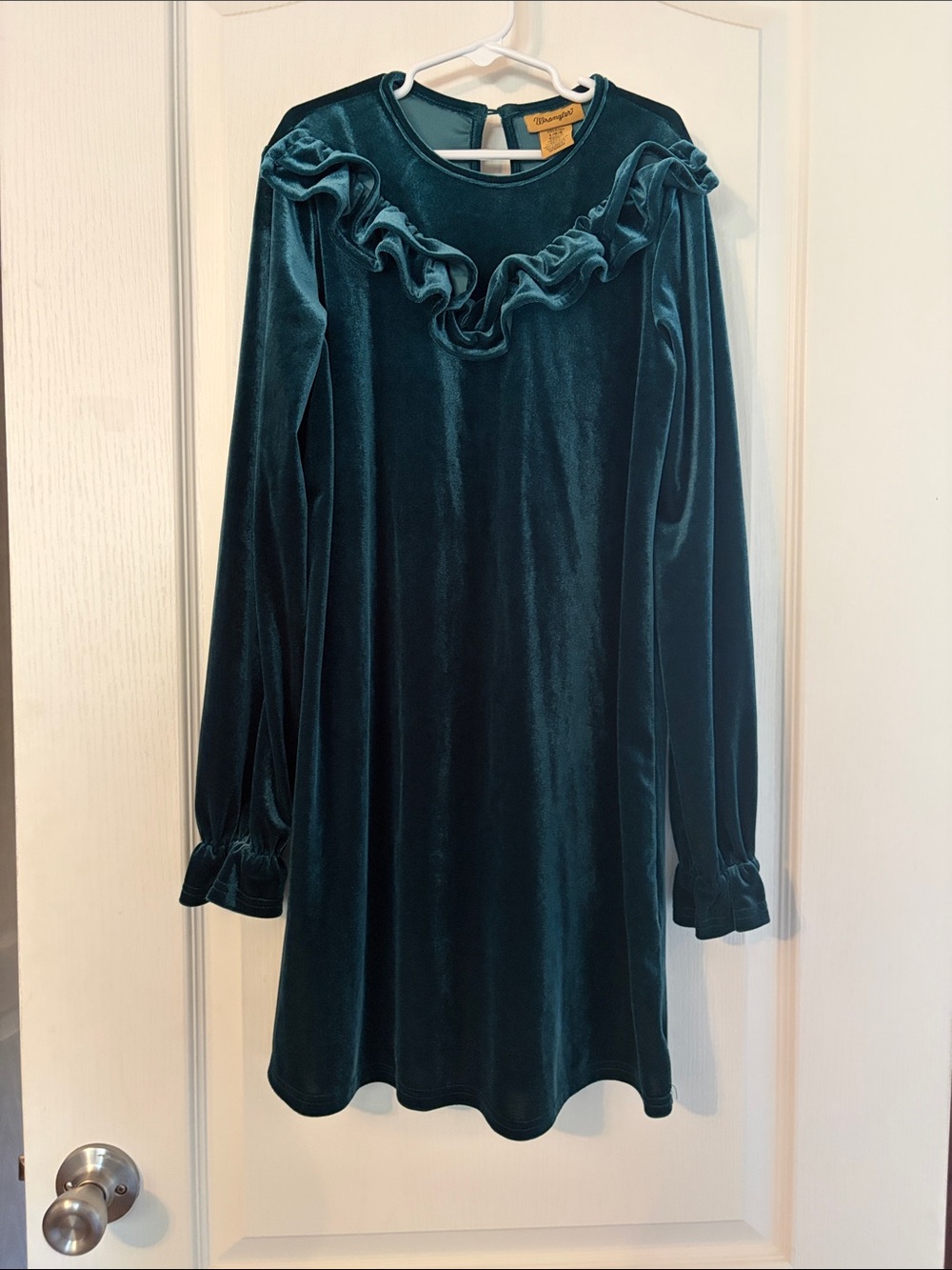 Wrangler Teal Velvet Ruffle Dress for Girls